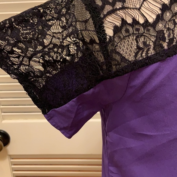 160. C. Luce Top in Purple with Black Lace - Picture 7 of 16